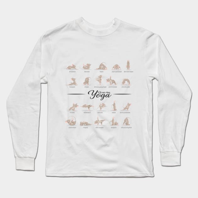 Little mice doing yoga poses Long Sleeve T-Shirt by Professional_Doodles